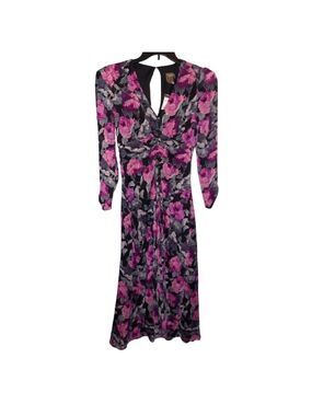 Taylor Floral Midi Dress in Pink and Black
